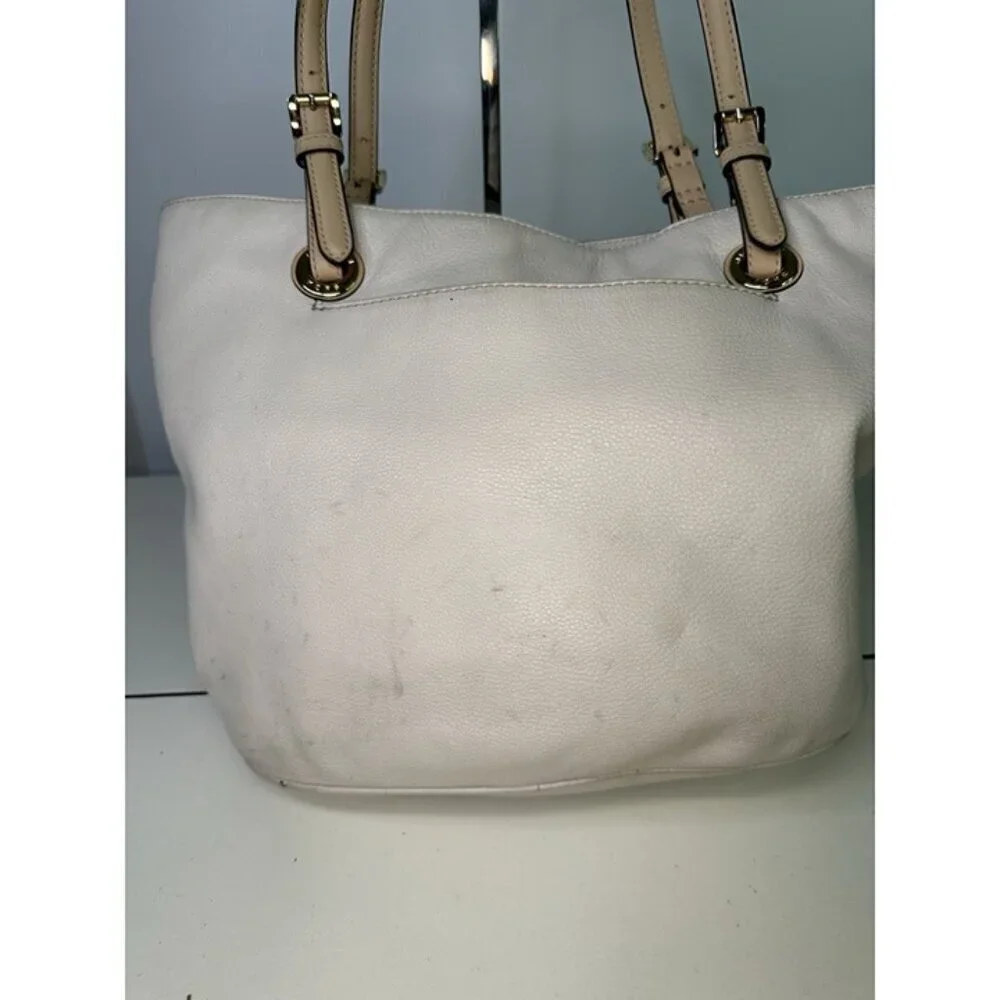 Michael Kors White Pebbled Leather Tote Hand Bag